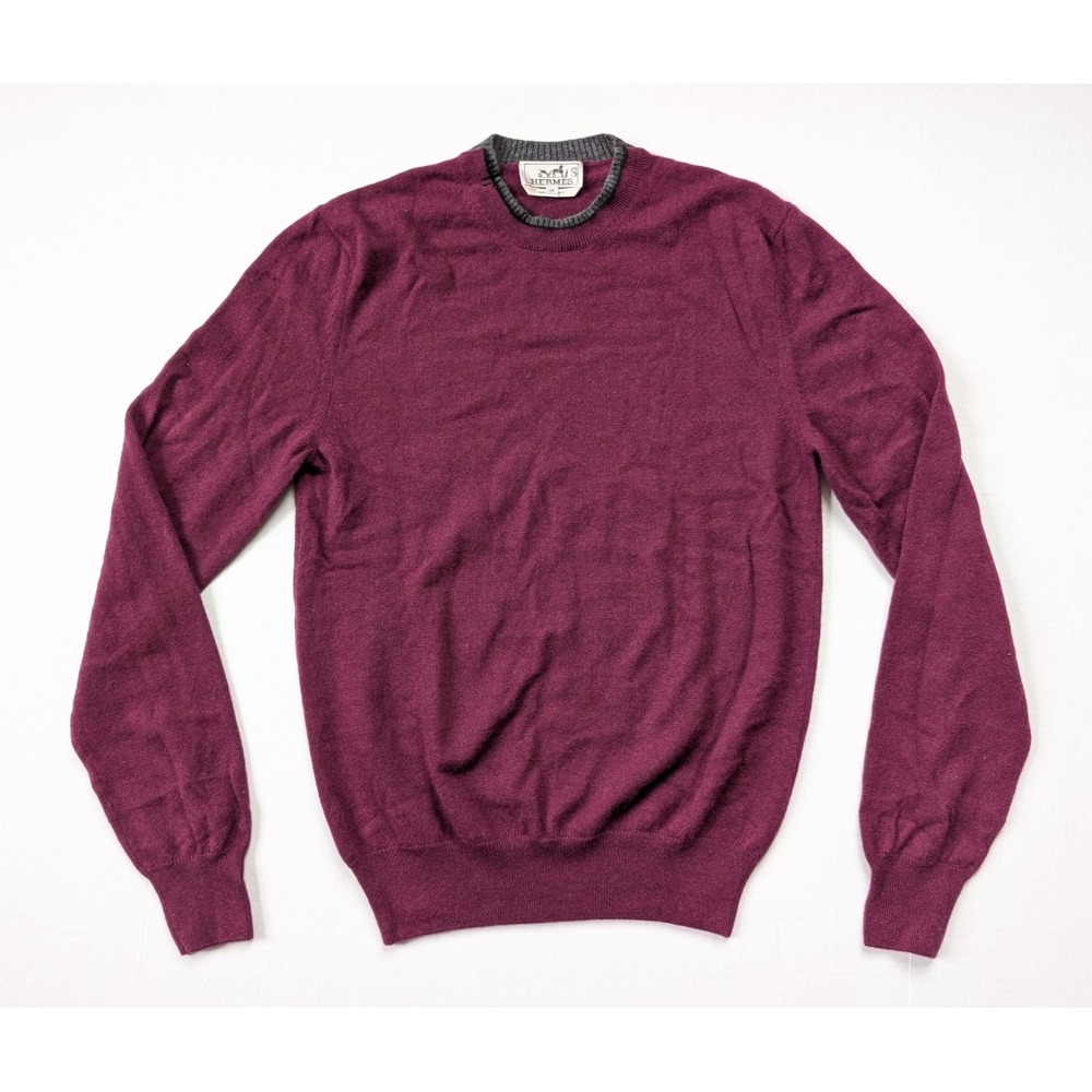 Vintage‎ Hermes Sweater Mens XS 100% Italian Cashmere Magenta Long Sleeve